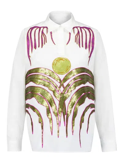 Paula Atena Sequin-embellished Collar Shirt In White