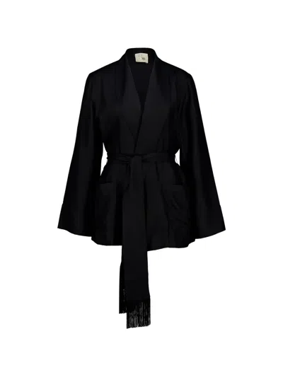Paula Belted Wrap Jacket In Black