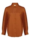 Paula Buttoned Silk Shirt In Orange