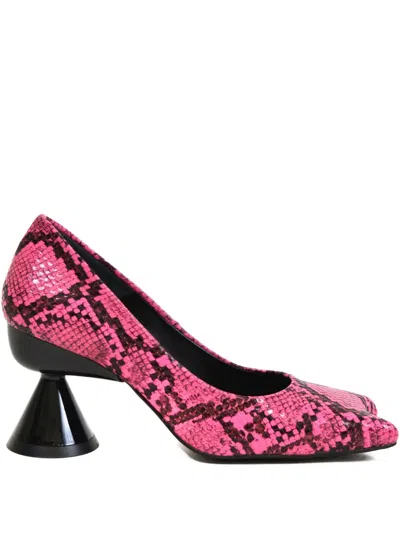 Paula Canovas Del Vas 50mm Diablo Snakeskin-embossed Sculpted-heel Pumps In Pink