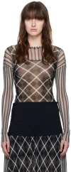 Paula Canovas Del Vas Black & Gray Twin Mesh Long Sleeve T-shirt In Black