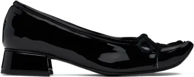 Paula Canovas Del Vas Black Diablo Ballerina Flats In Black Pleather