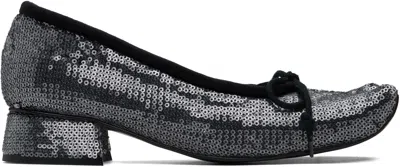Paula Canovas Del Vas Black Diablo Ballerina Flats In Black Sequins
