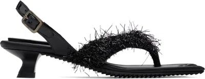 Paula Canovas Del Vas Black Diablo Flip Heeled Sandals In Black Fluff