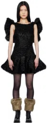 Paula Canovas Del Vas Black Puff Minidress In Black Fluff