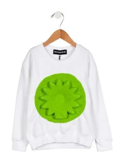 Pre-owned Paula Canovas Del Vas Kids' Girls Puff Flower Crewneck Sweatshirt In White