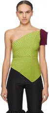 Paula Canovas Del Vas Green Asymmetric Diamond Tank Top In Sunny Lime