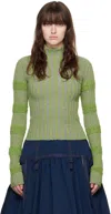Paula Canovas Del Vas Green Frosting Turtleneck In Green / Flannel Grey
