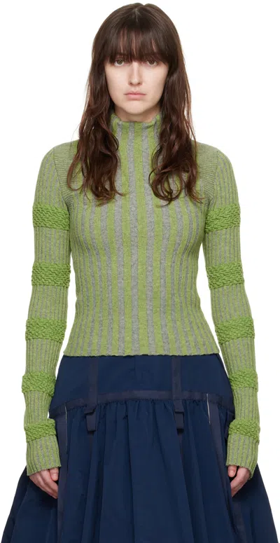 Paula Canovas Del Vas Green Frosting Turtleneck In Green / Flannel Grey