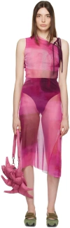Paula Canovas Del Vas Pink Cutout Midi Dress In Fuchsia