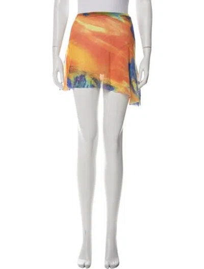 Pre-owned Paula Canovas Del Vas Tie-dye Print Mini Skirt In Green