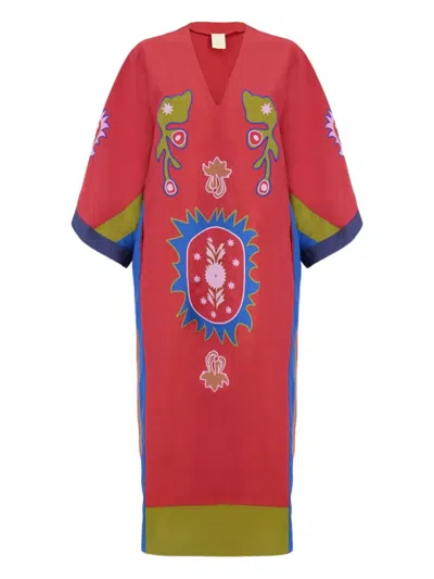 Paula Cinnebar Floral-print Dress In Red