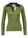 Paula Colour-block Knitted Top In Green