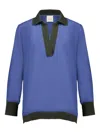 Paula Contrasting-collar Blouse In Blue