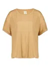 Paula Crew-neck Linen T-shirt In Brown