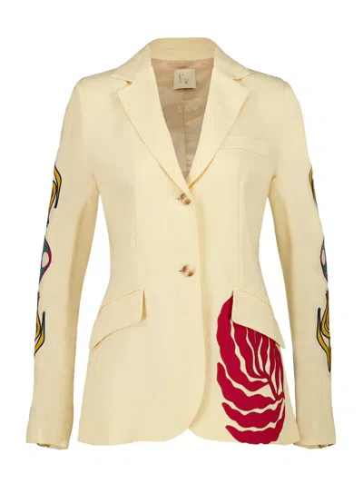Paula Custard Linen Blazer In Neutrals
