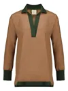 Paula 다이앤 V넥 긴소매 탑 In Brown