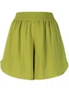Paula Elasticated-waist Silk Short Shorts In Green