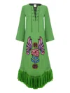 Paula Embroidered Chenille Dress In Green
