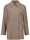 Paula Embroidered Houndstooth-check Jacket In Brown