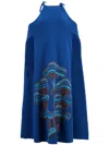 Paula Embroidered Knitted Dress In Blue