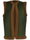 Paula Embroidered-patch Shearling Vest In Green