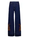 Paula Embroidered Wide-leg Jeans In Blue
