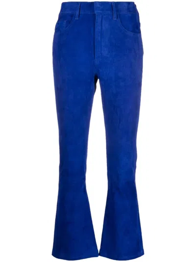 Paula Flared Suede Trousers In Blue