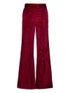 Paula Flared Velvet Trousers In Burgundy