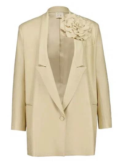 Paula Floral-appliqué Tailored Blazer In Neutral
