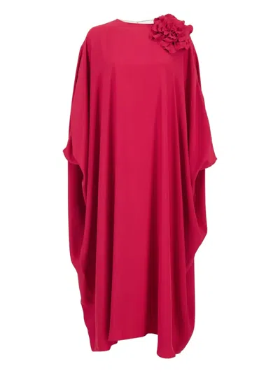 Paula Floral-embellished Silk Cape Dress In Pink