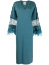 Paula Floral-lace Detail Knitted Dress In Blue