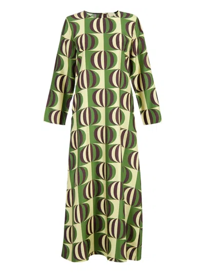 Paula Geometric-print Dress In Green