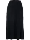 Paula High-waisted Suede Midi Skirt In Blue