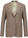 Paula Houndstooth-check Wool Blazer In Brown