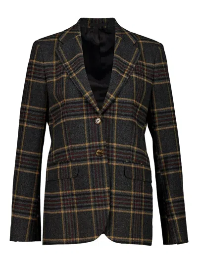 Paula Houndstooth Embroidered Check Jacket In Gray