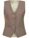 Paula Houndstooth-pattern Embroidered Waistcoat In Brown