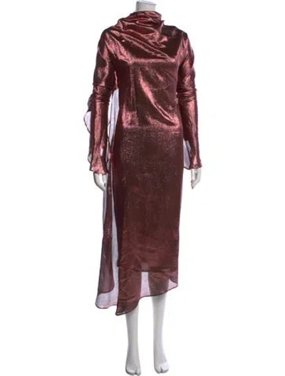 Pre-owned Paula Knorr Silk Midi Length Dress In Metallic/pink