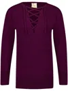 Paula Lace-up Cashmere Sweater In Purple