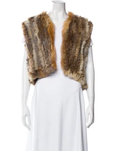 Pre-owned Paula Lishman Fox Vest In Multi