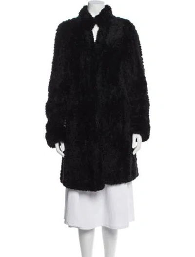 Pre-owned Paula Lishman Fur Faux Fur Coat In Black