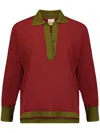 Paula Long Sleeve V-neck Top In Red