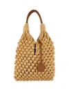 Paula Marble Macramé Tote Bag In Neutral