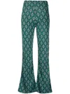 Paula Flared Jacquard Pants In Green