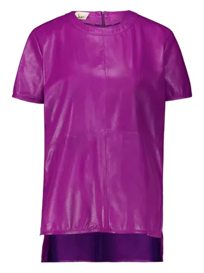 Paula Paloma Leather Short-sleeve T-shirt In Purple