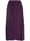 Paula Panelled Suede Midi Skirt In Purple