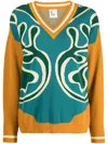 Paula Patterned-intarsia Striped Sweatshirt In Blue