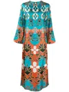 Paula Patterned-jacquard Midi Dress In Multi