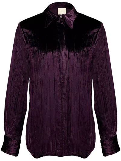 Paula Plissé Velvet Shirt In Purple