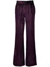 Paula Plissé Velvet Trousers In Purple